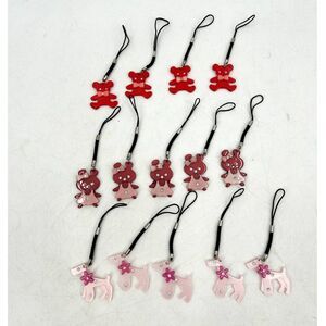 Set Of 14 Bear Dog Animal Phone Charm Key Chains Birthday Party Favors